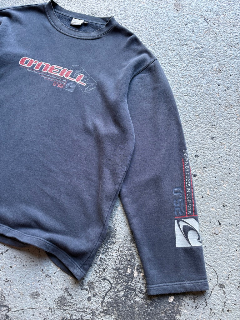 2000s O'Neill Sweatshirt Navy/Red Spell Out Arm Sleeve