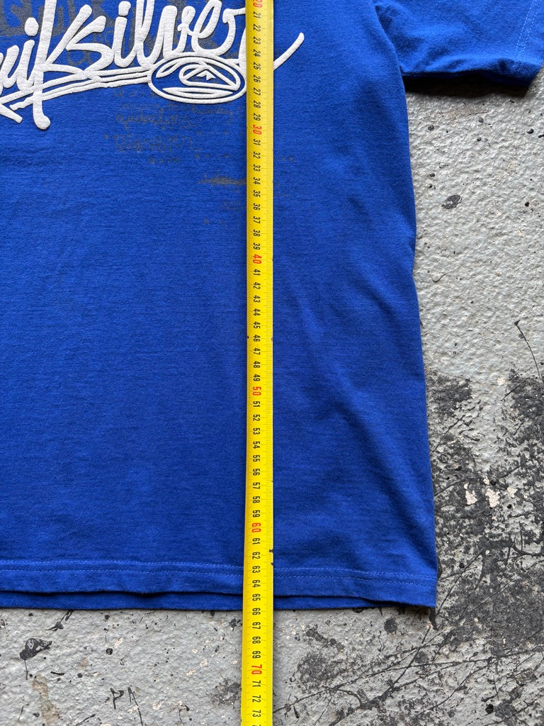 2000s Quiksilver Navy Spellout Print Tee