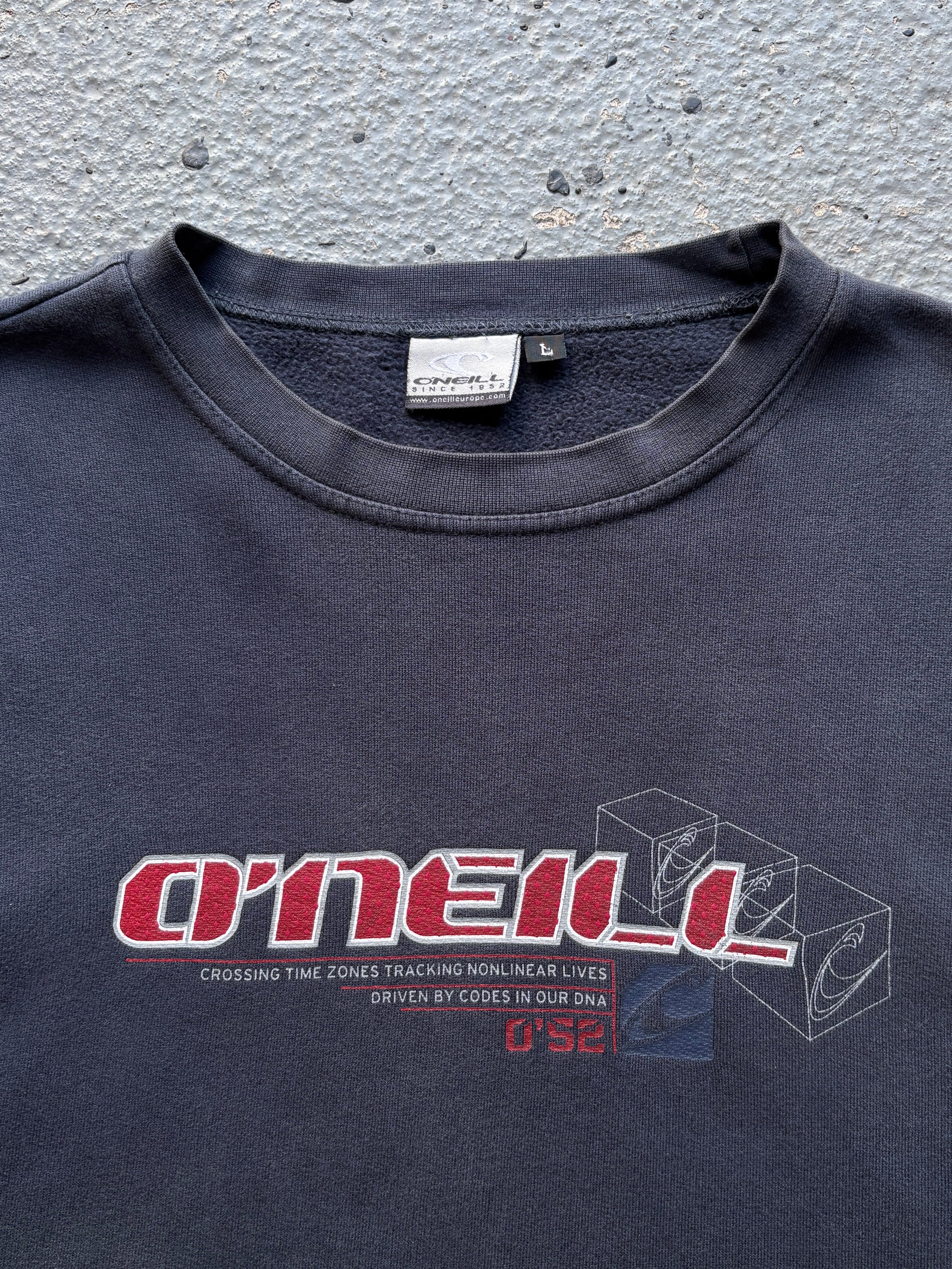 2000s O'Neill Sweatshirt Navy/Red Spell Out Arm Sleeve