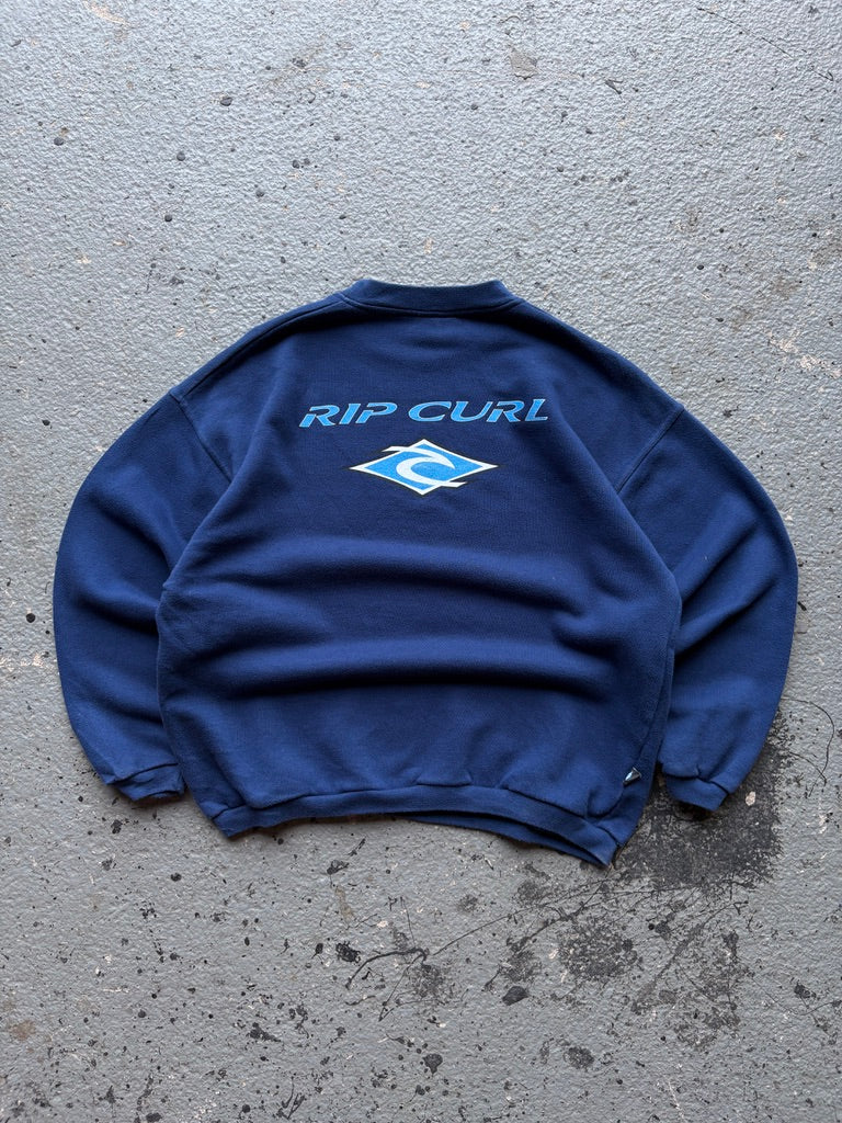 2000s Rip Curl Navy Sweatshirt Logo Graphic Front/Back