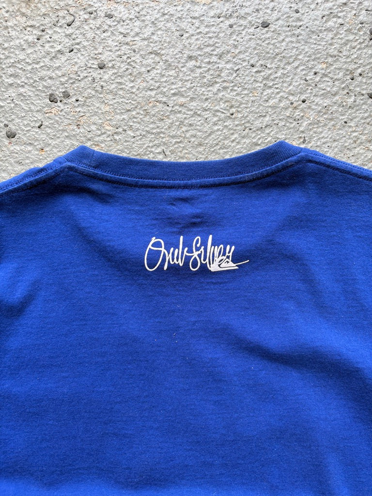 2000s Quiksilver Navy Spellout Print Tee