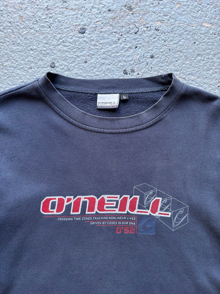 2000s O'Neill Sweatshirt Navy/Red Spell Out Arm Sleeve