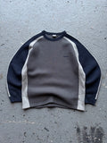 2000s Quiksilver Heavy Knit Crewneck Sweatshirt Navy/Grey/White