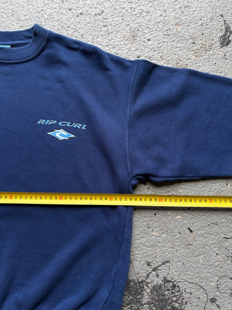 2000s Rip Curl Navy Sweatshirt Logo Graphic Front/Back