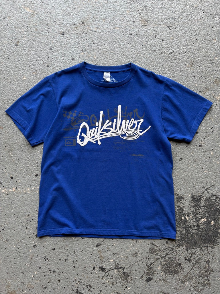2000s Quiksilver Navy Spellout Print Tee