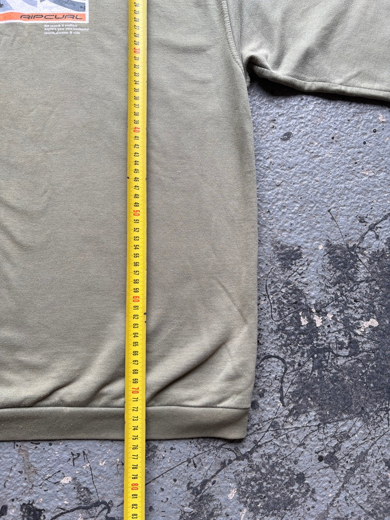 2000s Rip Curl Graphic Square Khaki Sweatshirt Crewneck