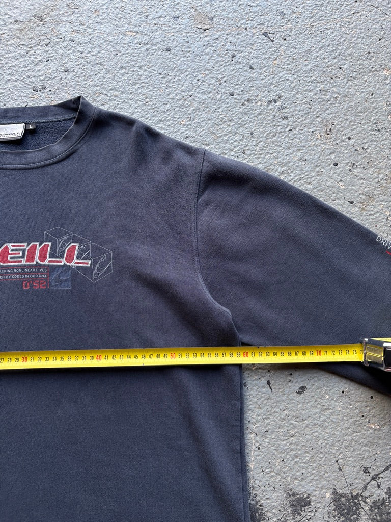 2000s O'Neill Sweatshirt Navy/Red Spell Out Arm Sleeve