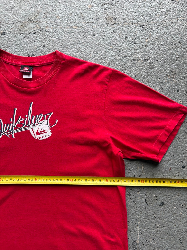 2000s Quiksilver Boxy Red Spell Out Tee White