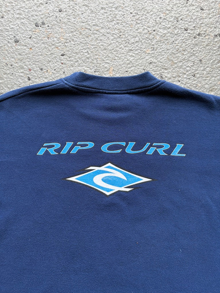 2000s Rip Curl Navy Sweatshirt Logo Graphic Front/Back