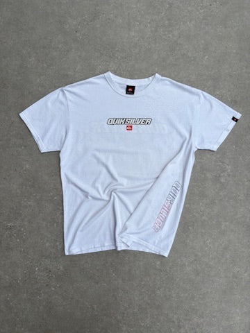 2000's Quiksilver Graphic Spellout Tee White