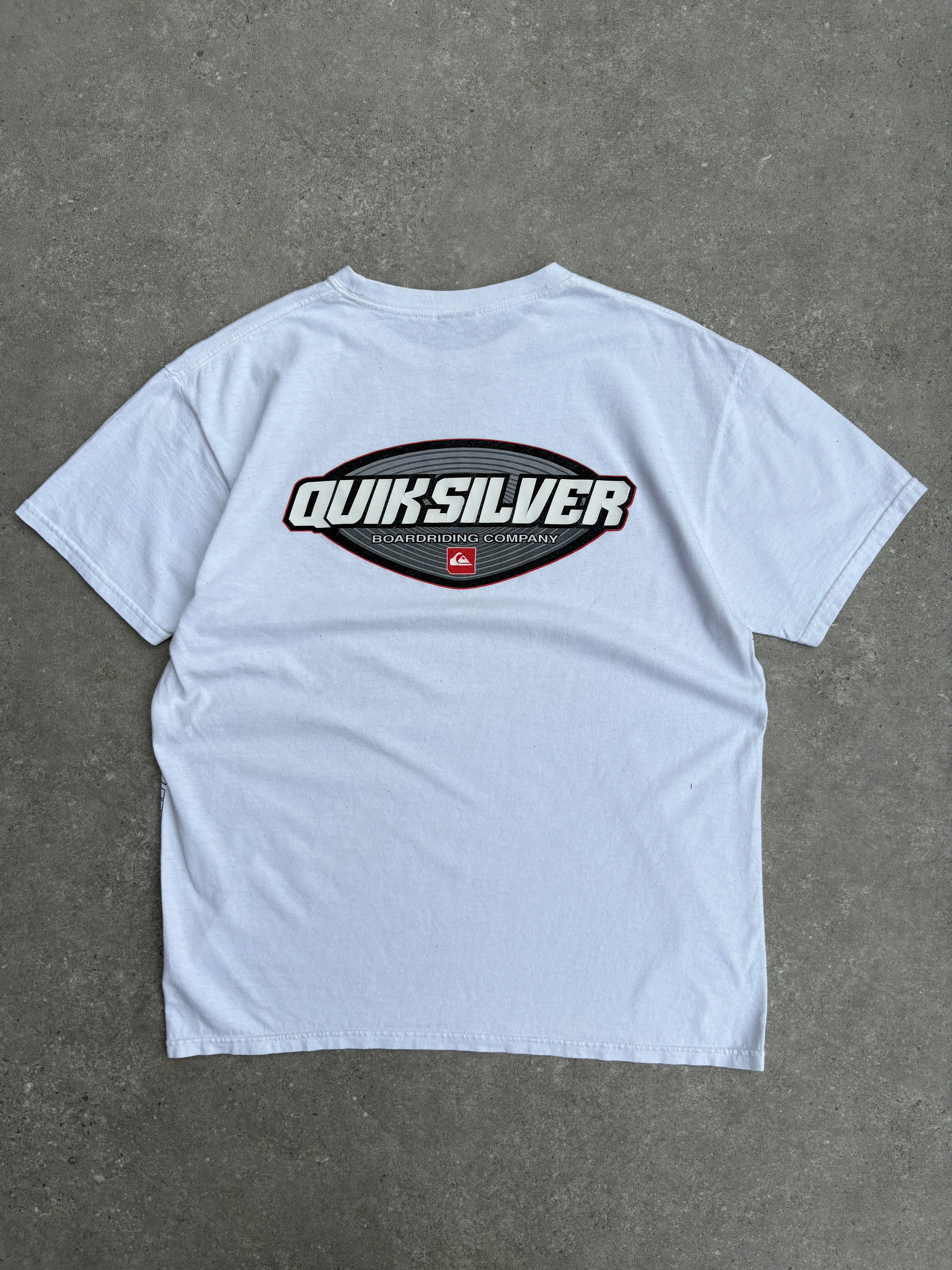 2000's Quiksilver Graphic Spellout Tee White