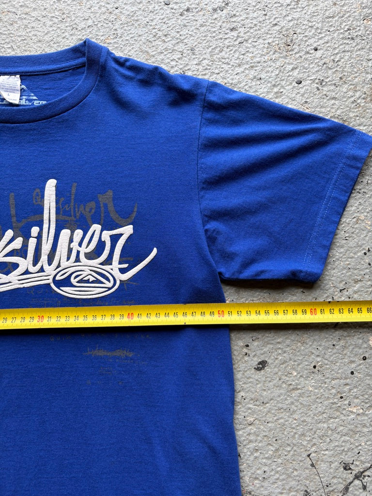 2000s Quiksilver Navy Spellout Print Tee