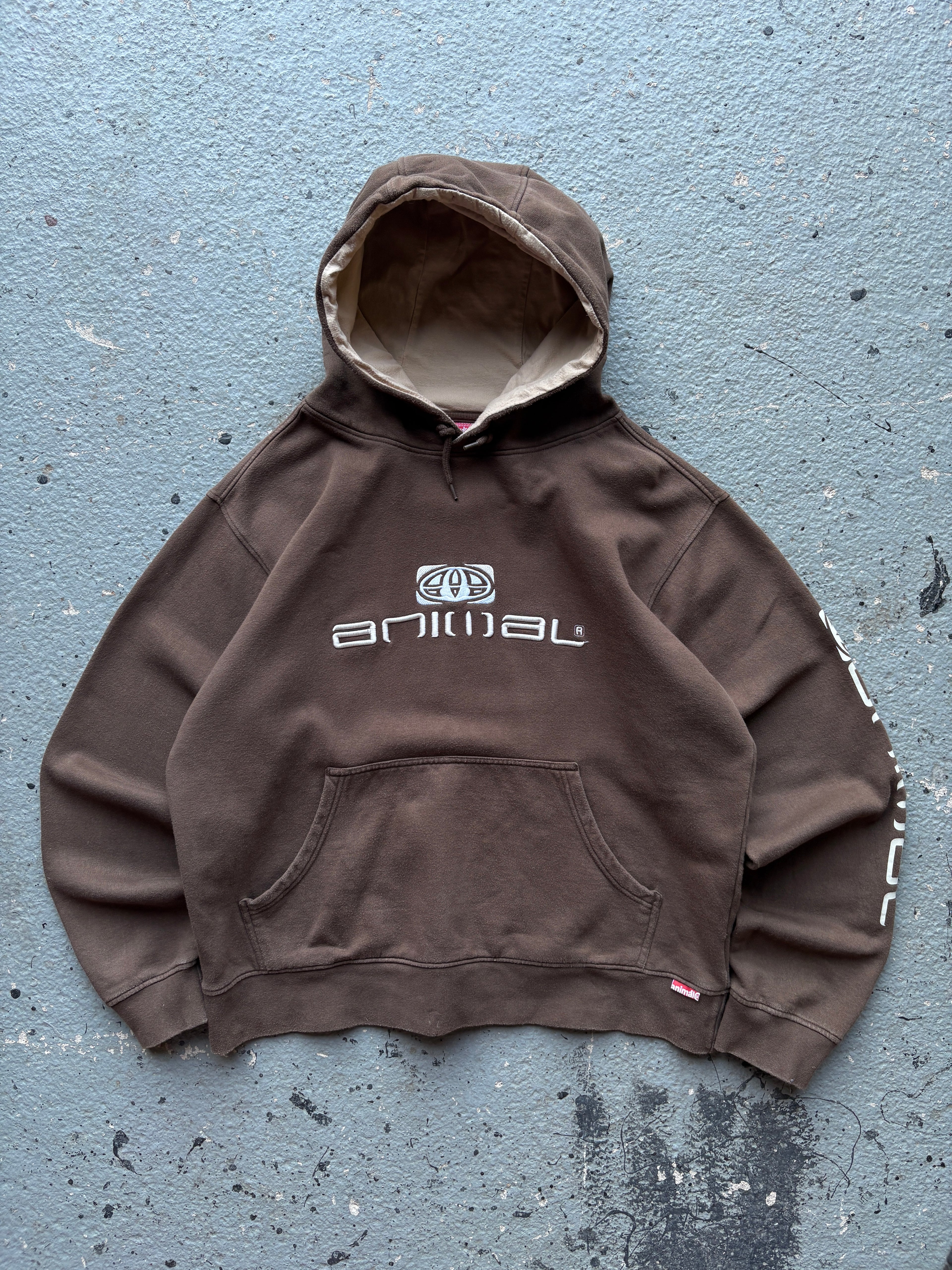 2000s Animal Brown/Cream Spell Out Hoodie