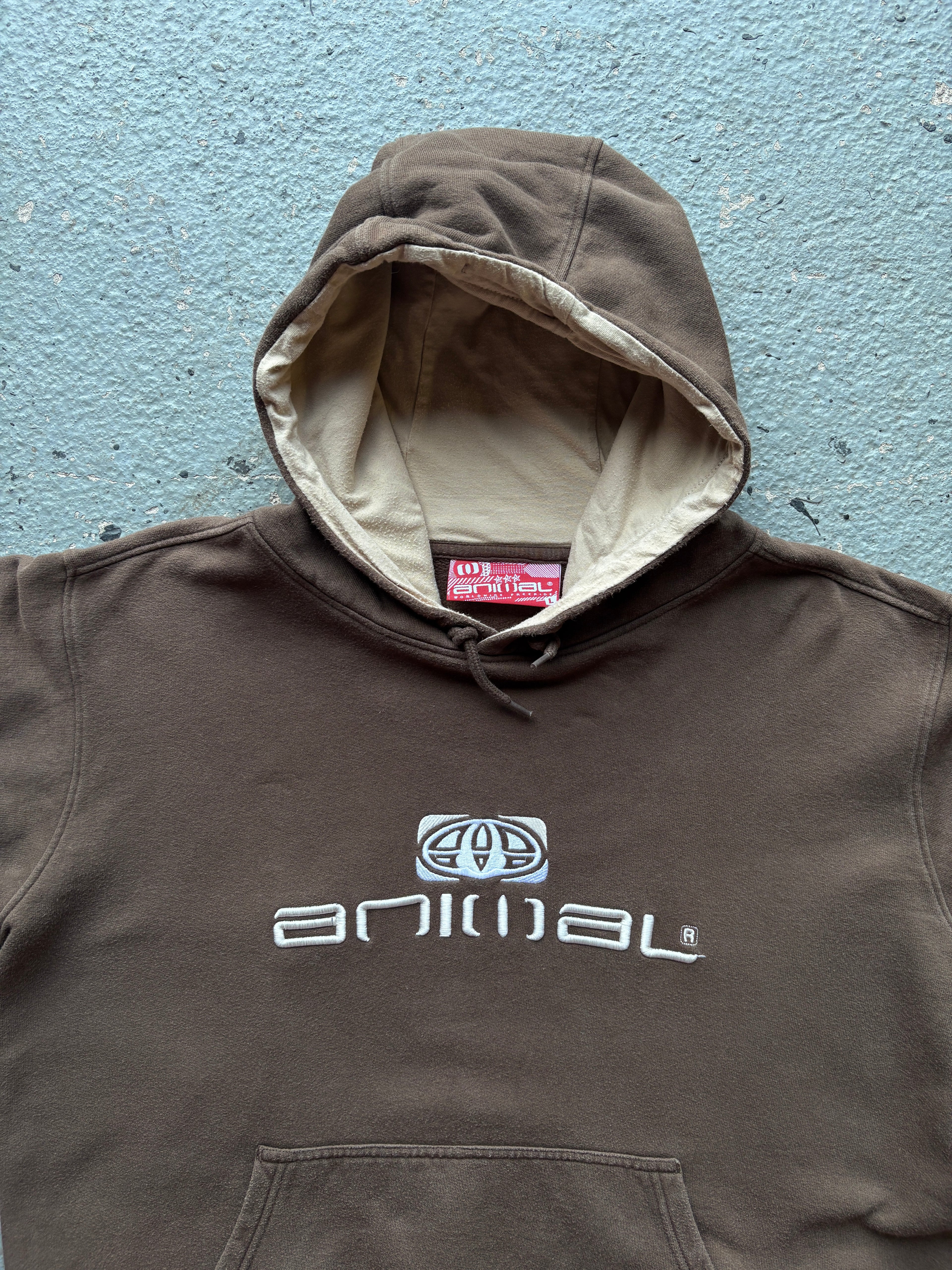 2000s Animal Brown/Cream Spell Out Hoodie