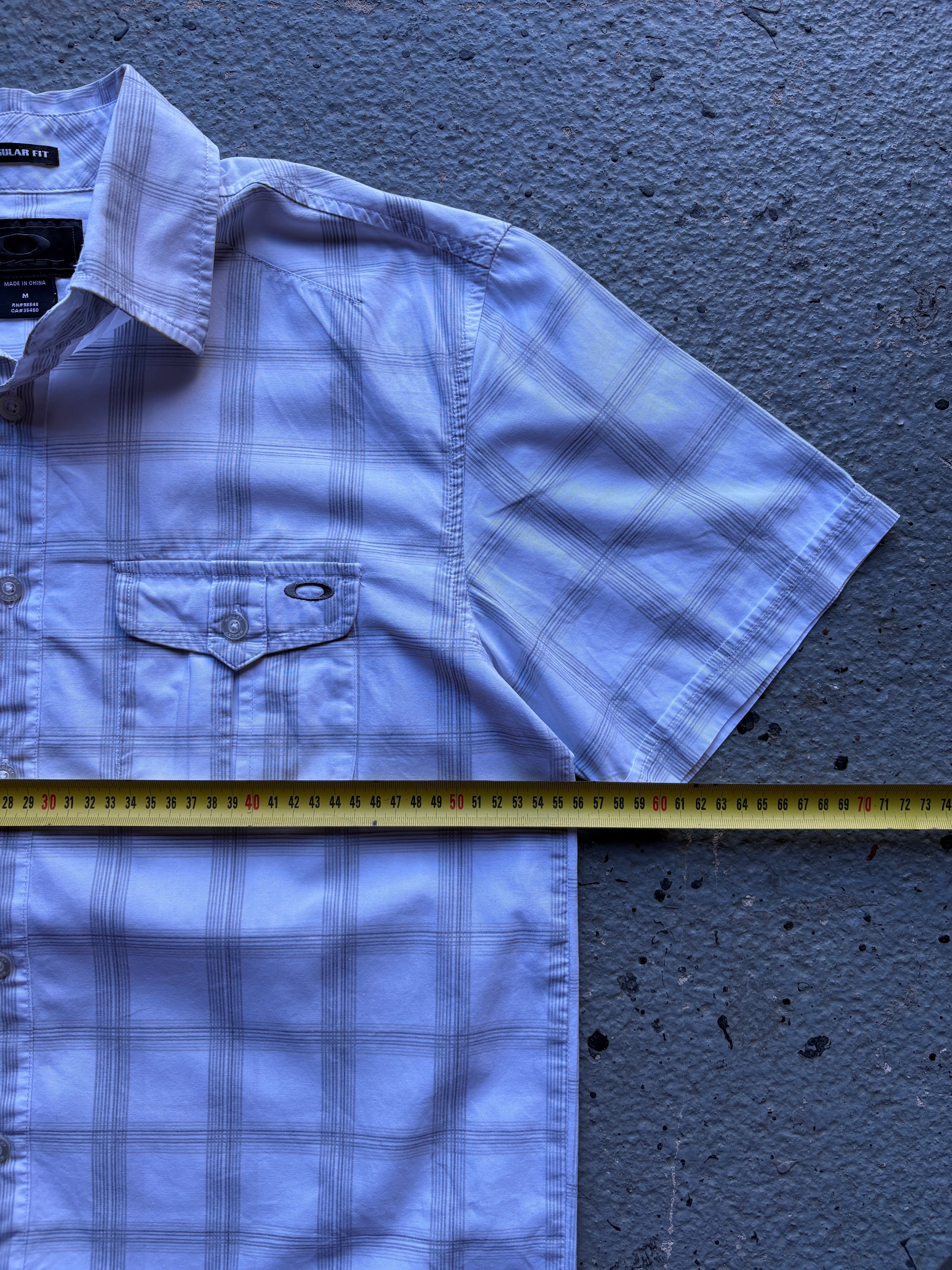 2000s Oakley Checkered Shirt White / Grey Pocket Square