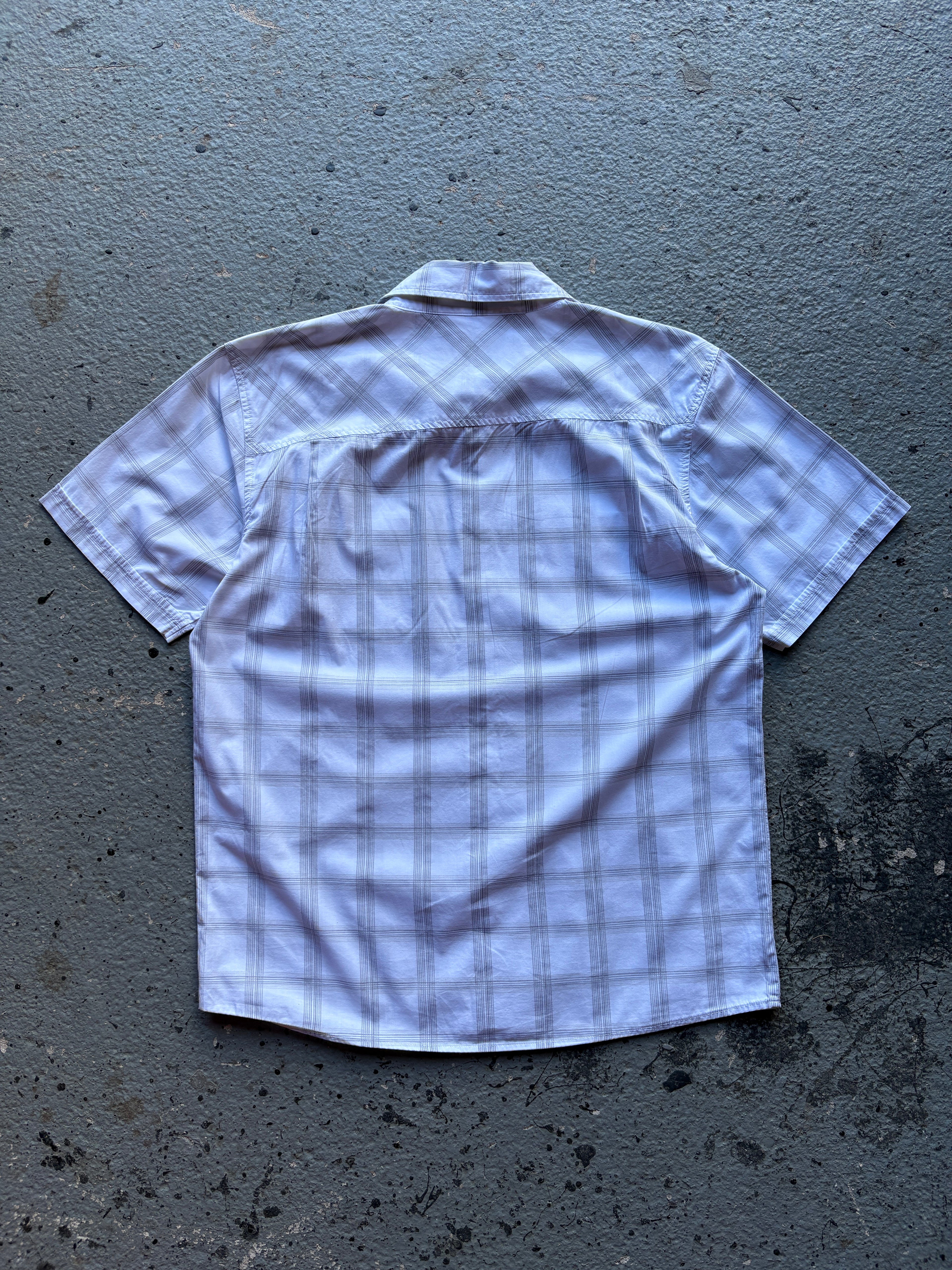 2000s Oakley Checkered Shirt White / Grey Pocket Square