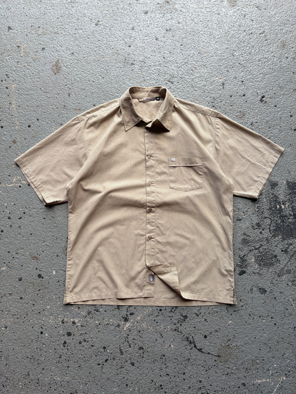 2000s Checkered Quiksilver Beige / Brown Shirt