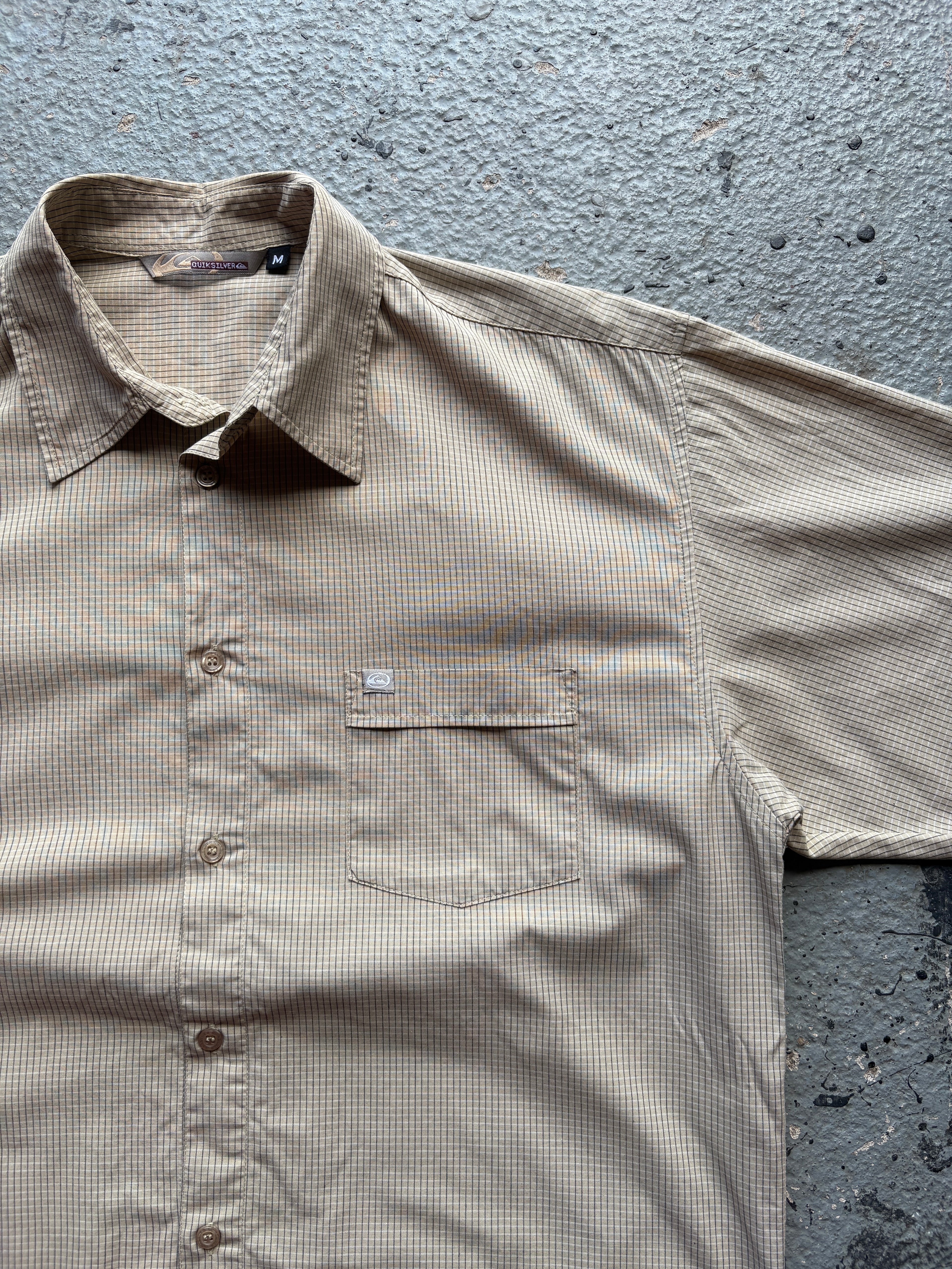 2000s Checkered Quiksilver Beige / Brown Shirt