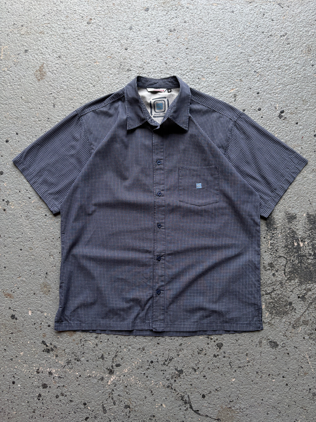 2000s Navy Pocket Square Checkered Shirt Navy / Light Blue