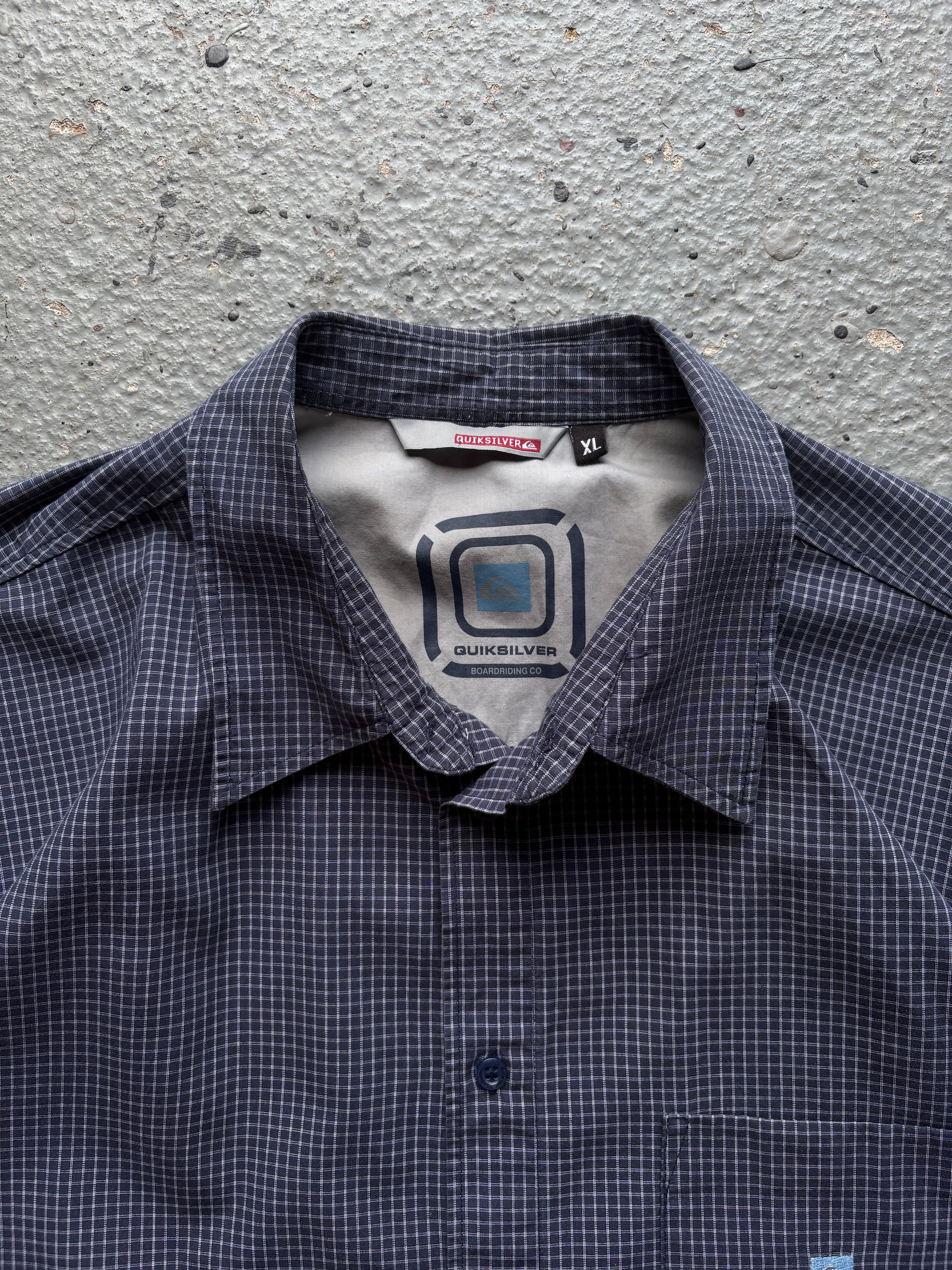 2000s Navy Pocket Square Checkered Shirt Navy / Light Blue