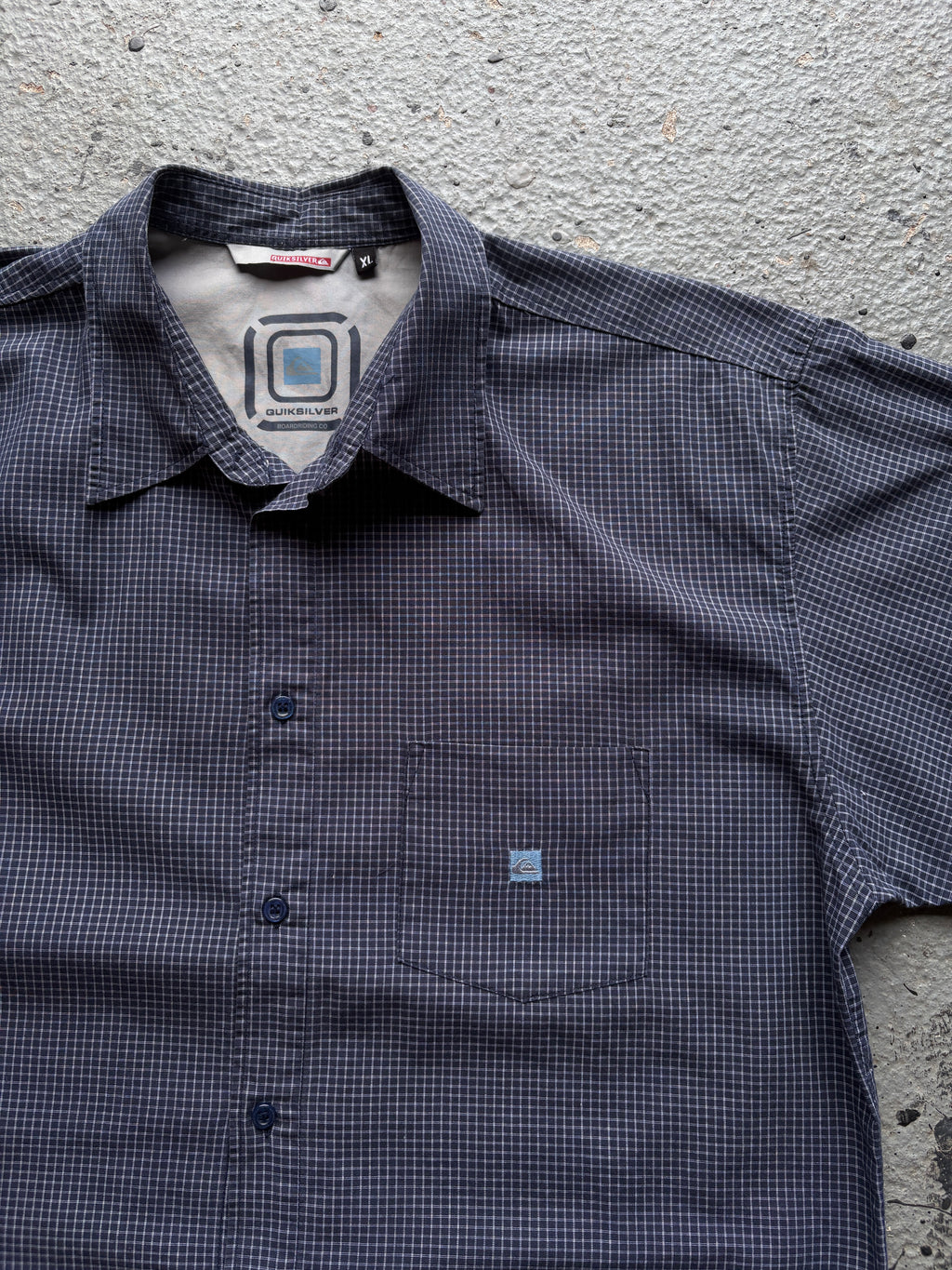 2000s Navy Pocket Square Checkered Shirt Navy / Light Blue