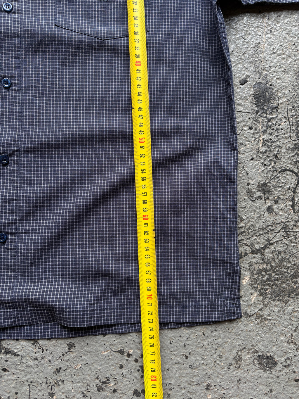 2000s Navy Pocket Square Checkered Shirt Navy / Light Blue