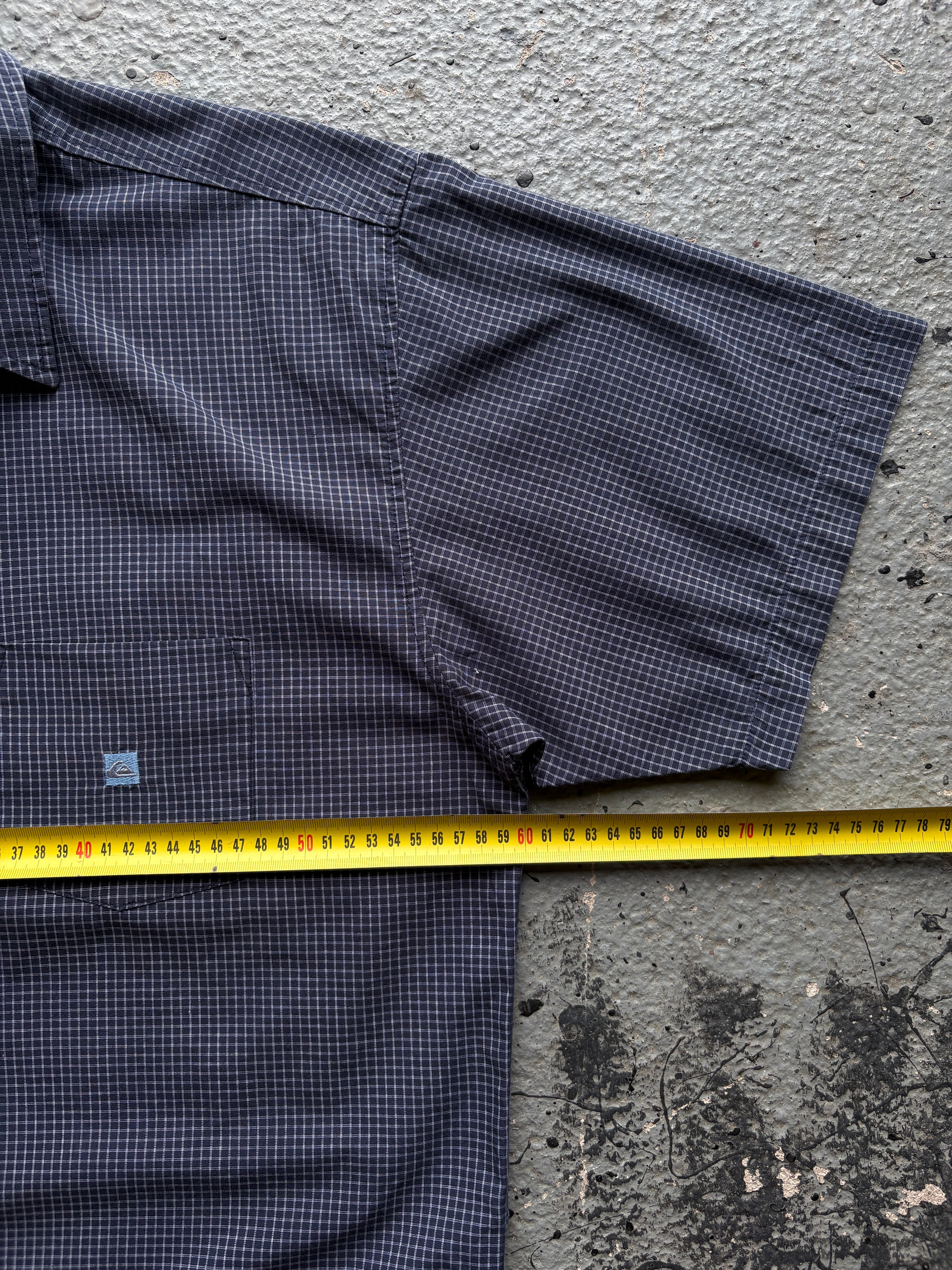 2000s Navy Pocket Square Checkered Shirt Navy / Light Blue