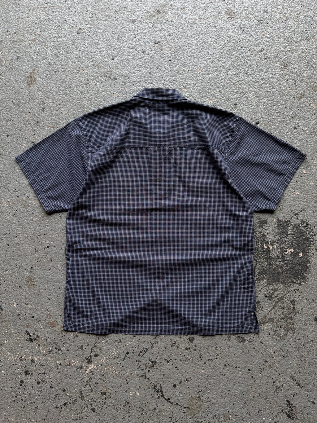 2000s Navy Pocket Square Checkered Shirt Navy / Light Blue