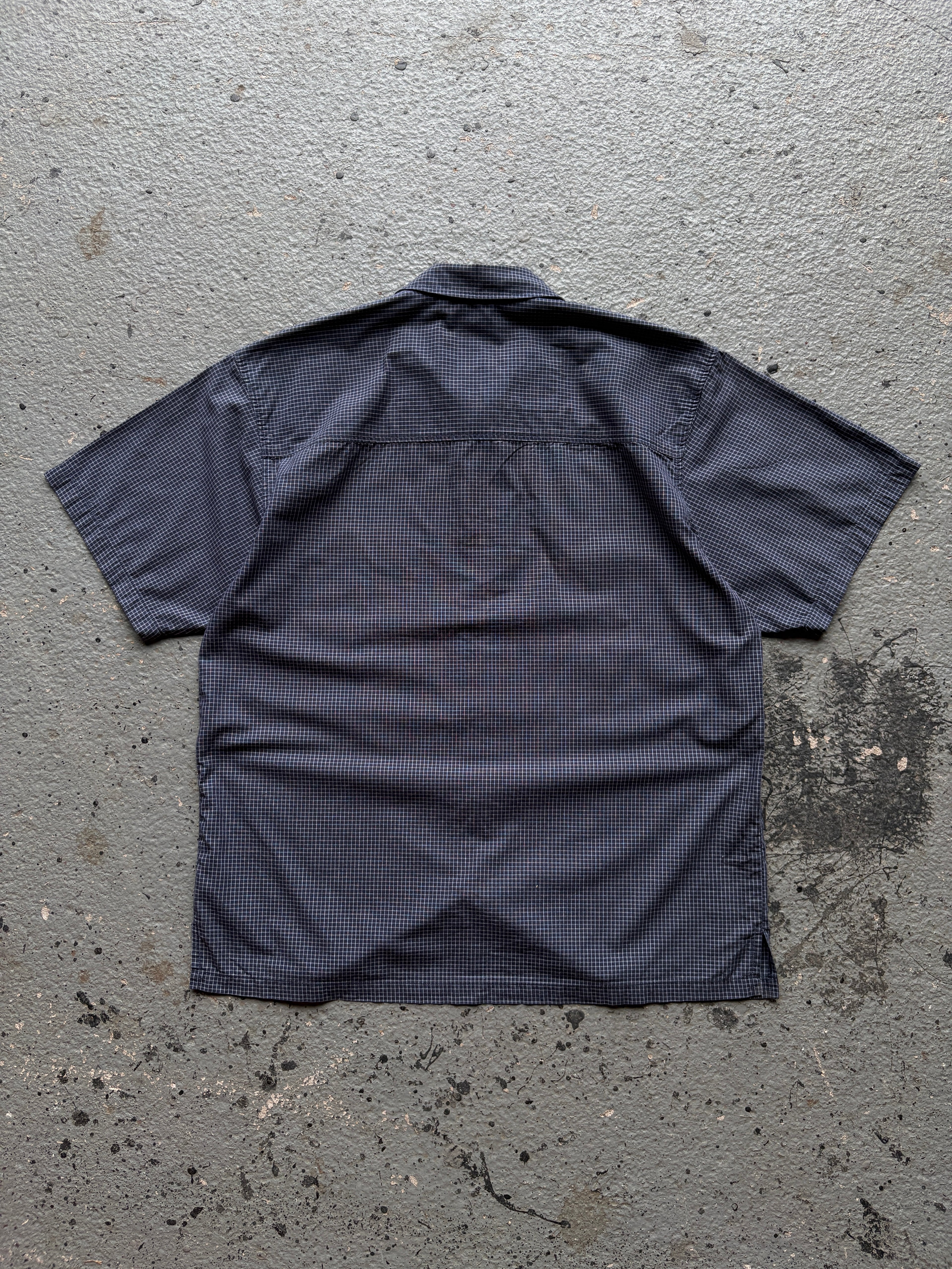 2000s Navy Pocket Square Checkered Shirt Navy / Light Blue