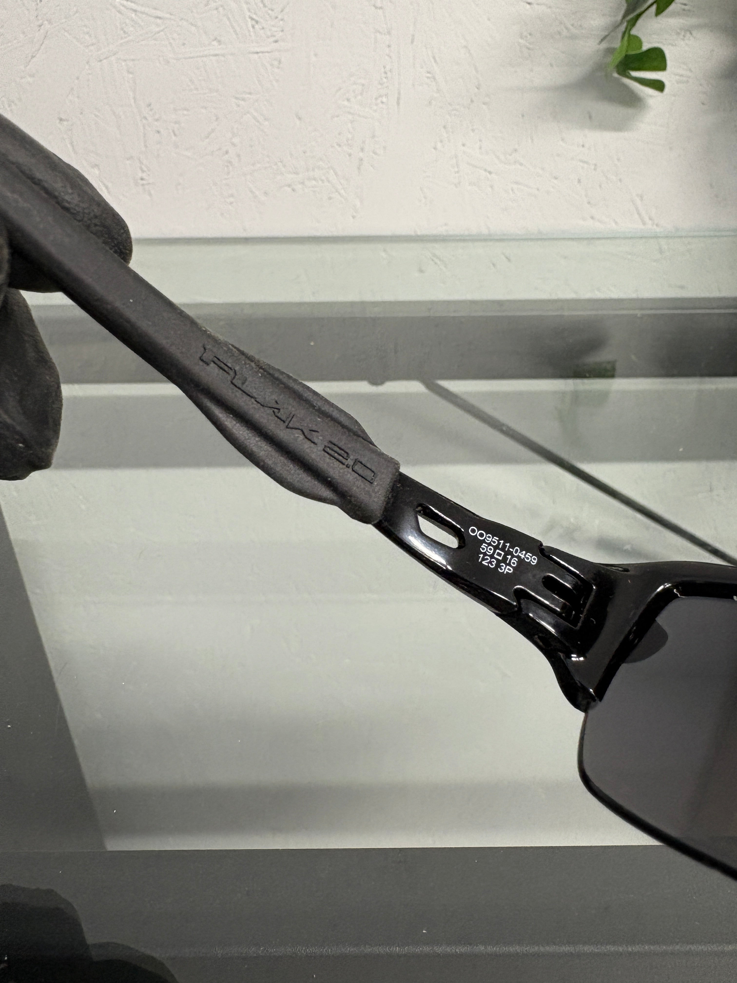 2000s Oakley Flak 2.0 Sunglasses Polished Black/Prizm Polarized Lenses