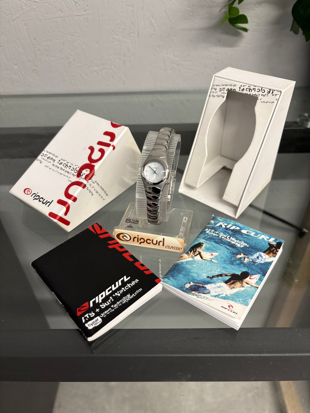 2000s Rip Curl Classic Watch Silver Cyber Surf Watch Boxed