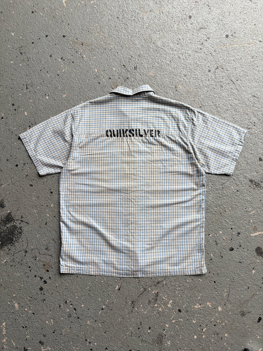 2000s Quiksilver Checkered Shirt Blue / White Back Spellout