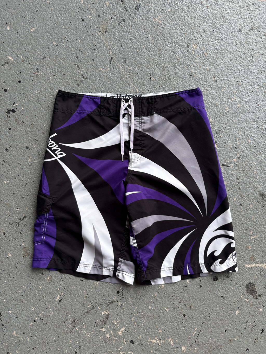 2000s Billabong Spiral Boardshorts Purple / Black / White