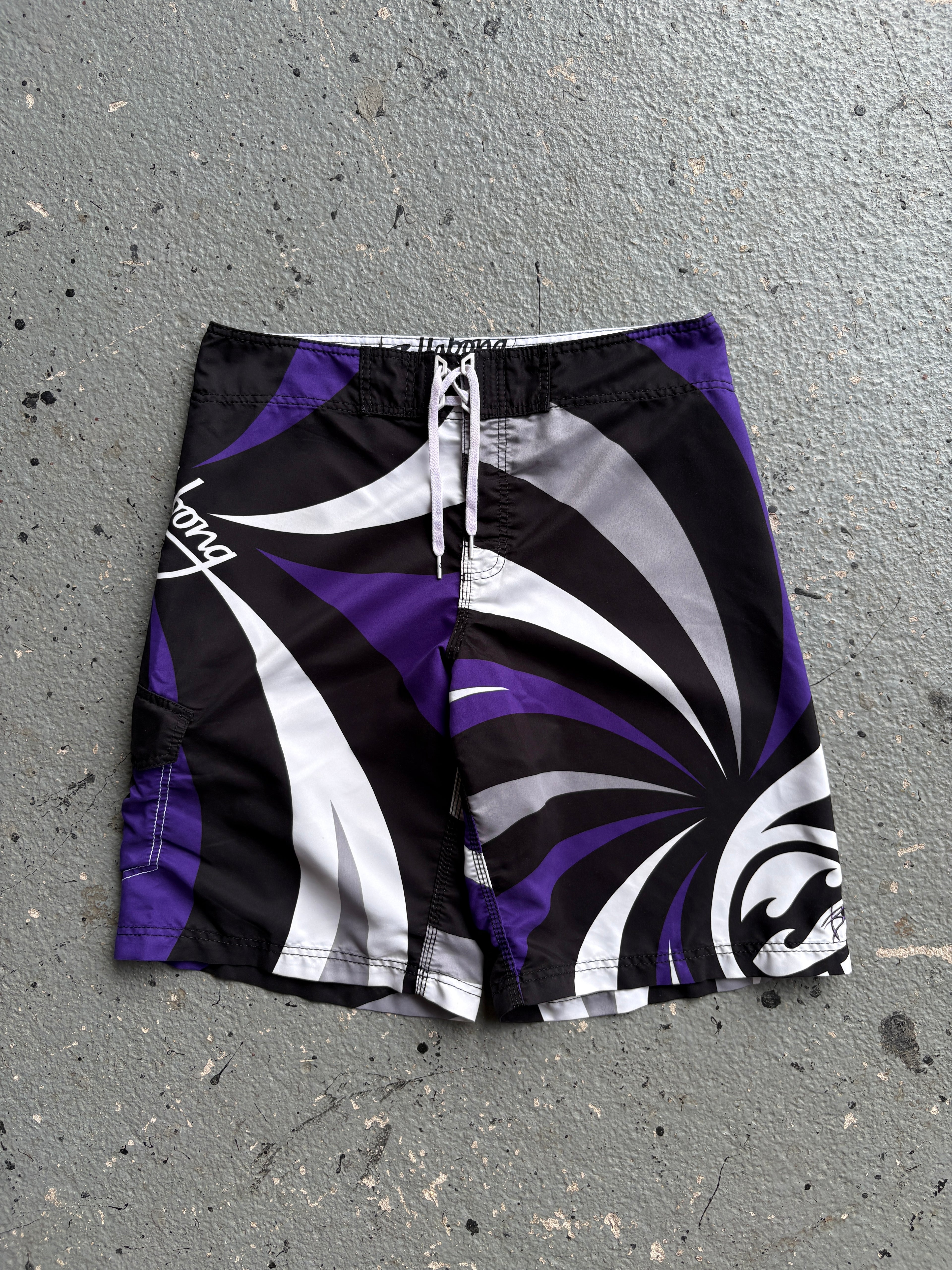 2000s Billabong Spiral Boardshorts Purple / Black / White