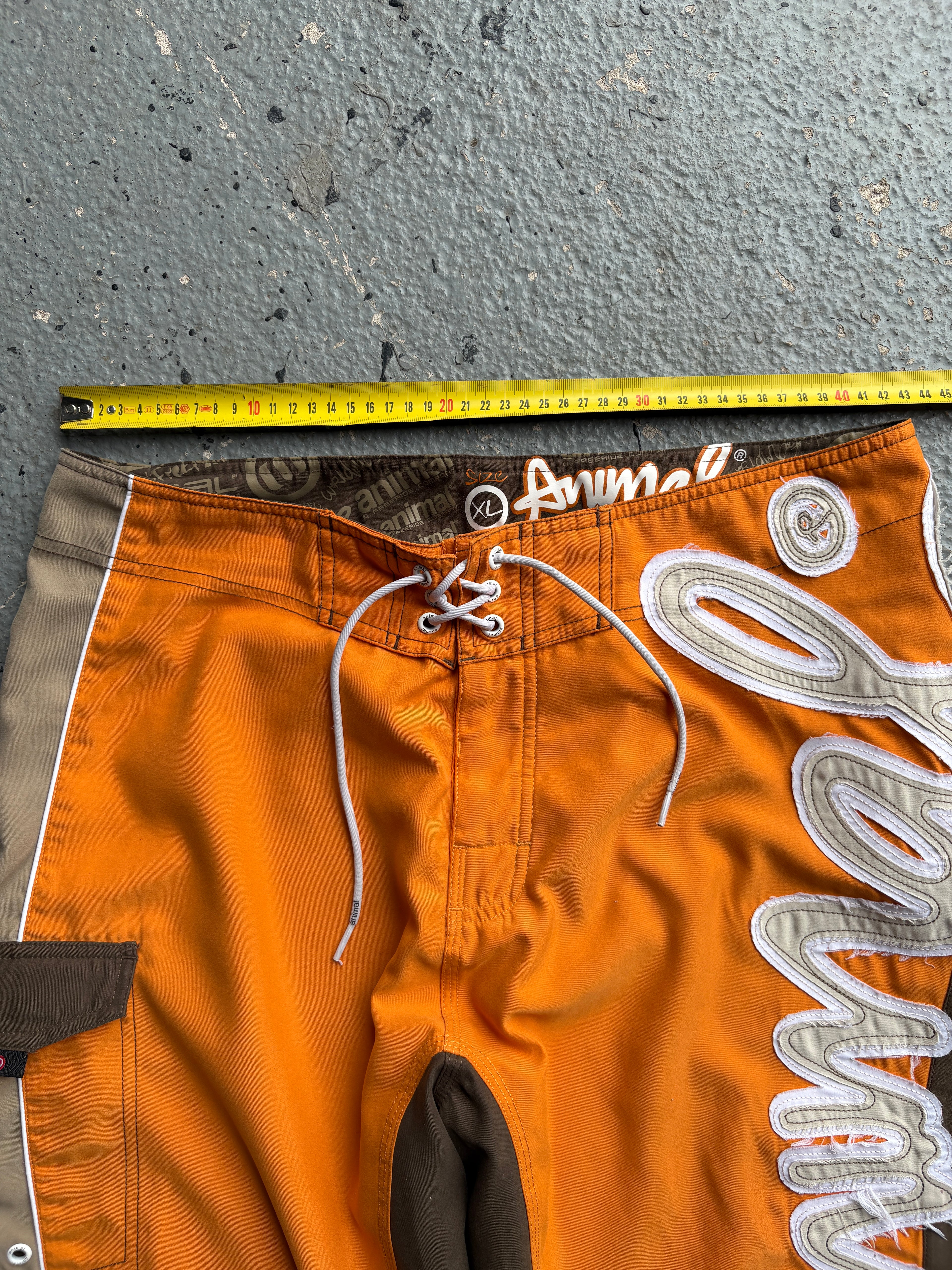 2000s Animal Boardshorts Orange / Brown / White Spellout