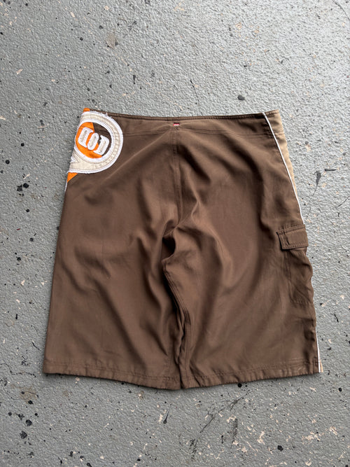 2000s Animal Boardshorts Orange / Brown / White Spellout