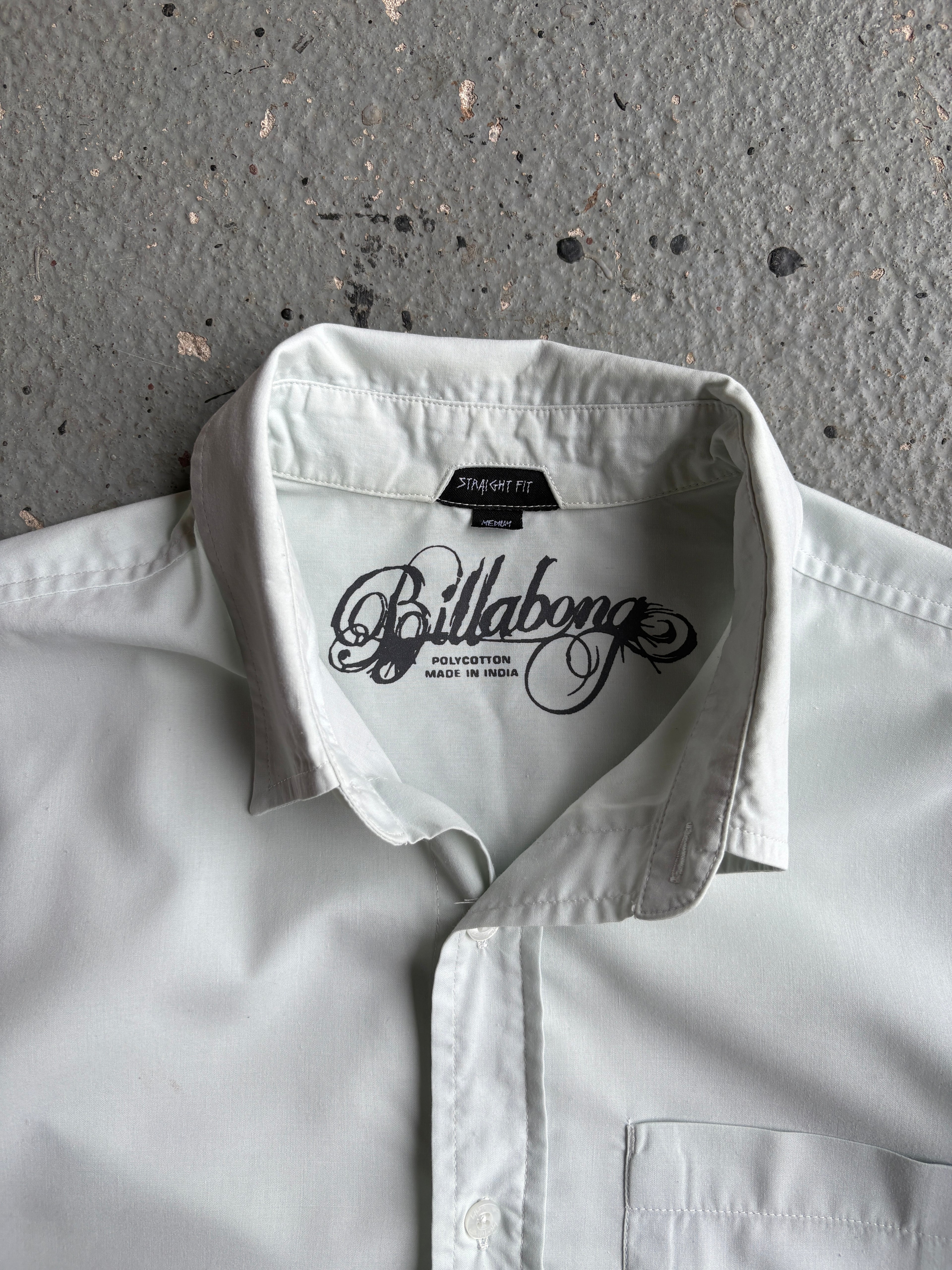 2000s Billabong Mint Green Button Up Shirt Spellout White