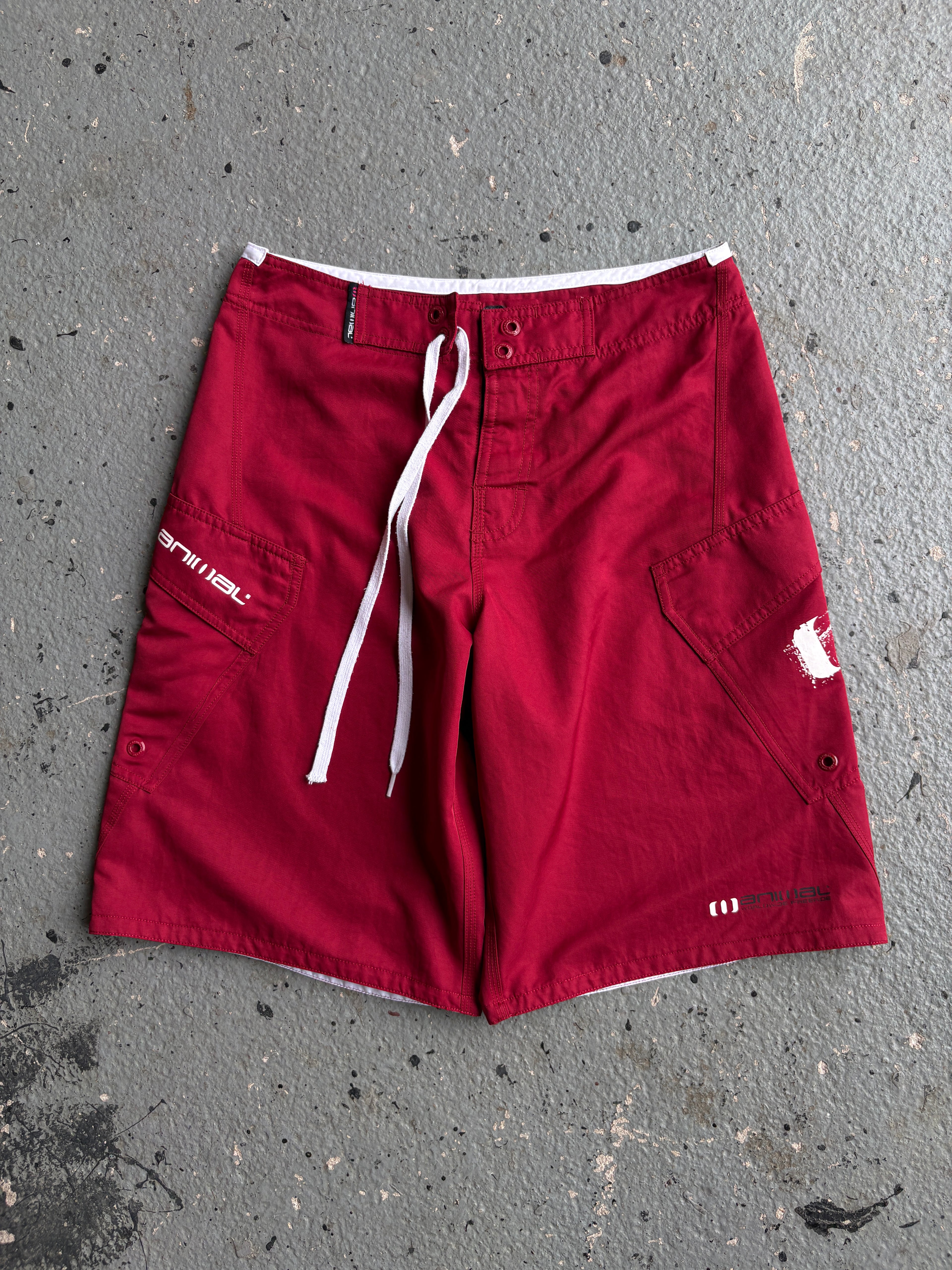 2000s Animal Boardshorts Red / White Spellout Rare