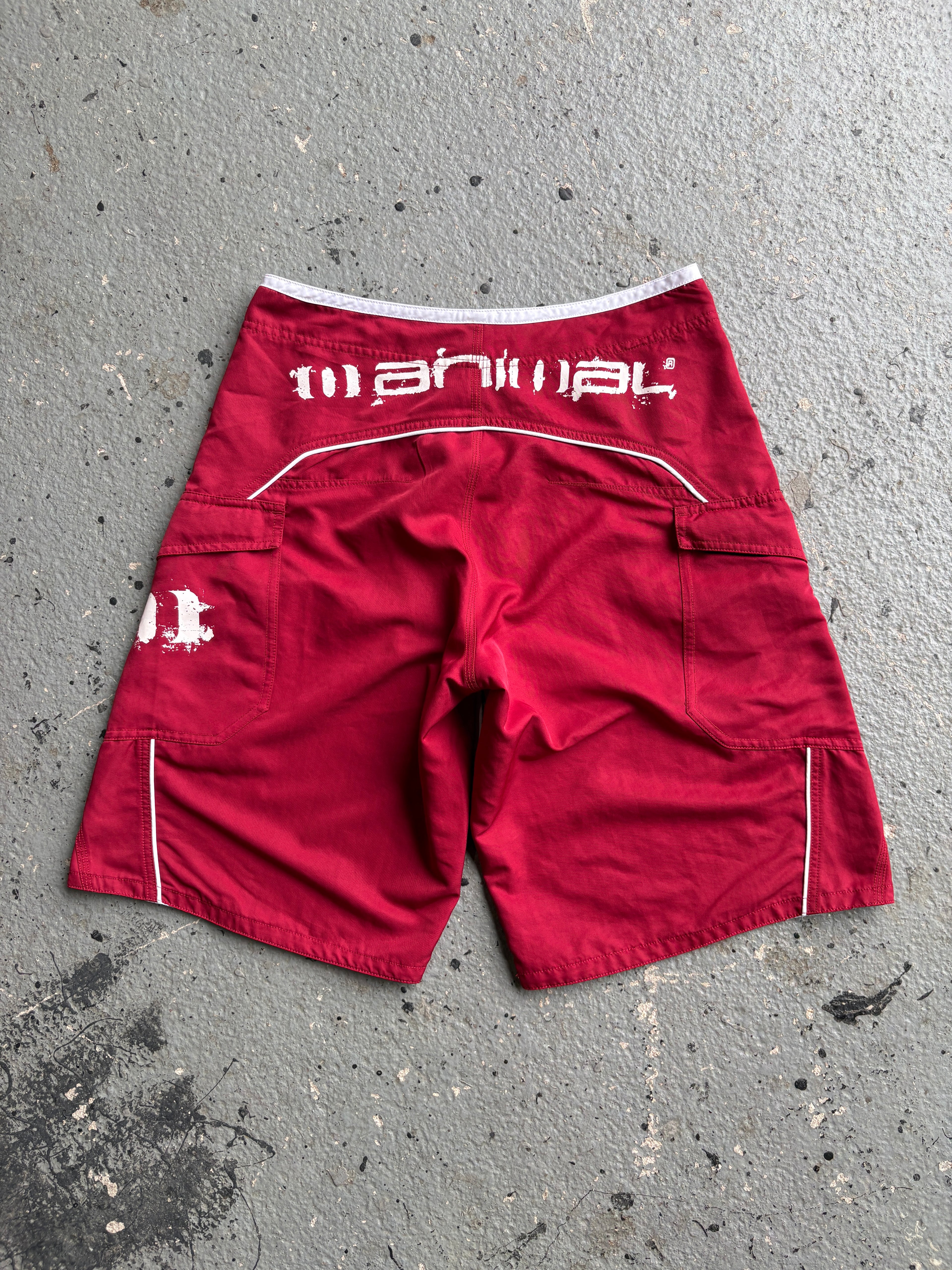 2000s Animal Boardshorts Red / White Spellout Rare