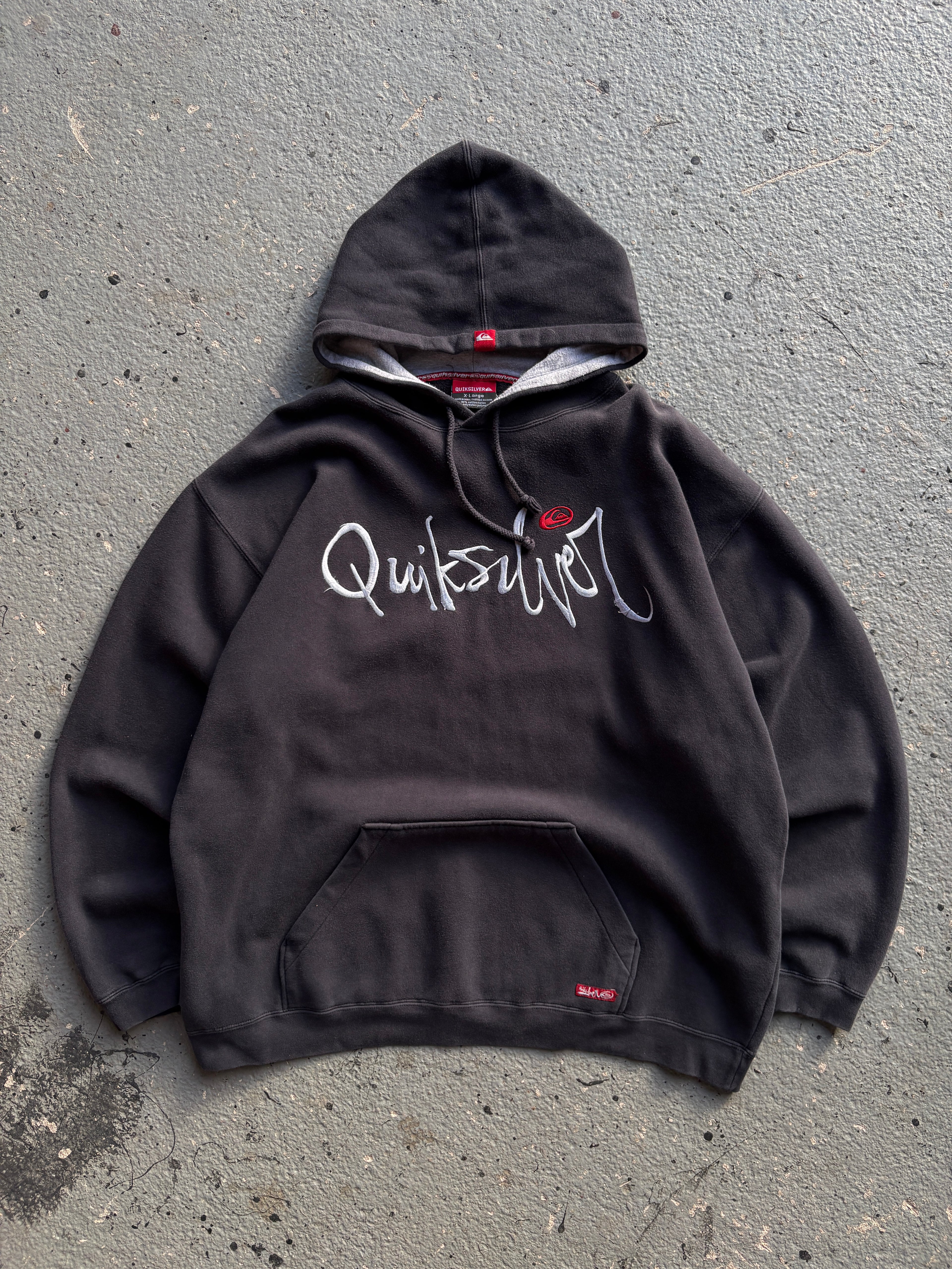 2000s Quiksilver Hoodie Spellout Navy / White / Red