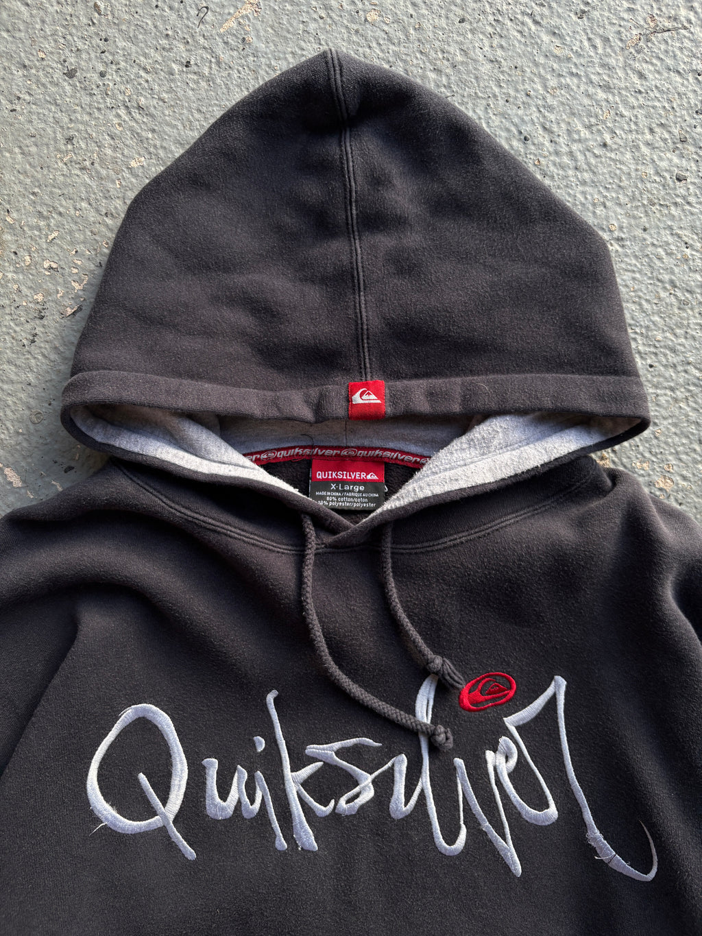 2000s Quiksilver Hoodie Spellout Navy / White / Red