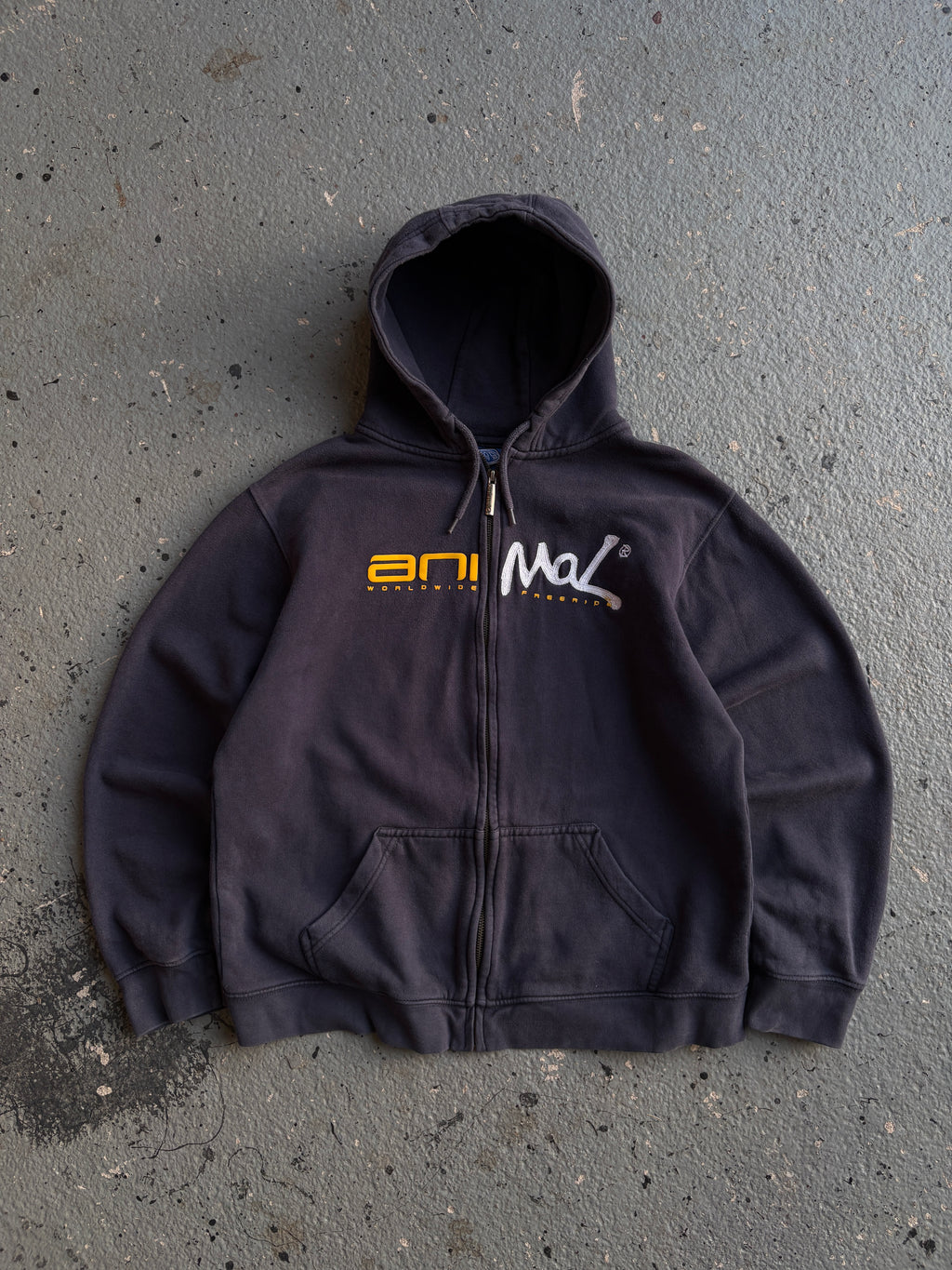 2000s Animal Hoodie Spellout Navy / Yellow