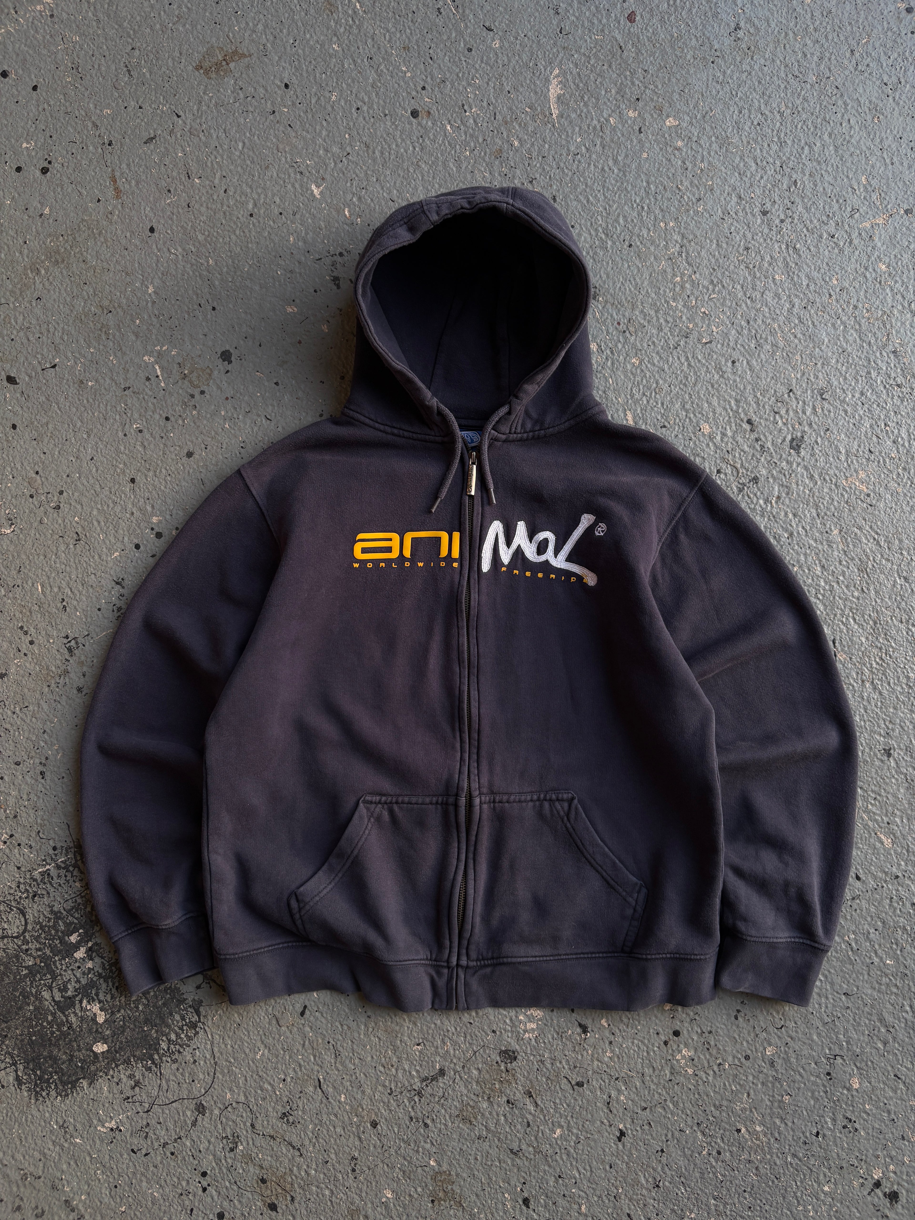 2000s Animal Hoodie Spellout Navy / Yellow