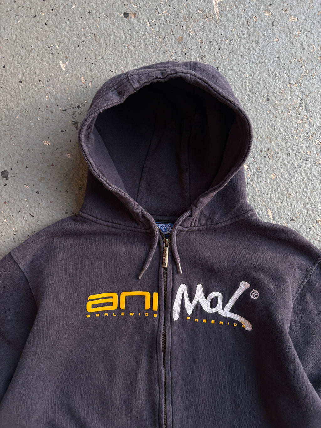 2000s Animal Hoodie Spellout Navy / Yellow