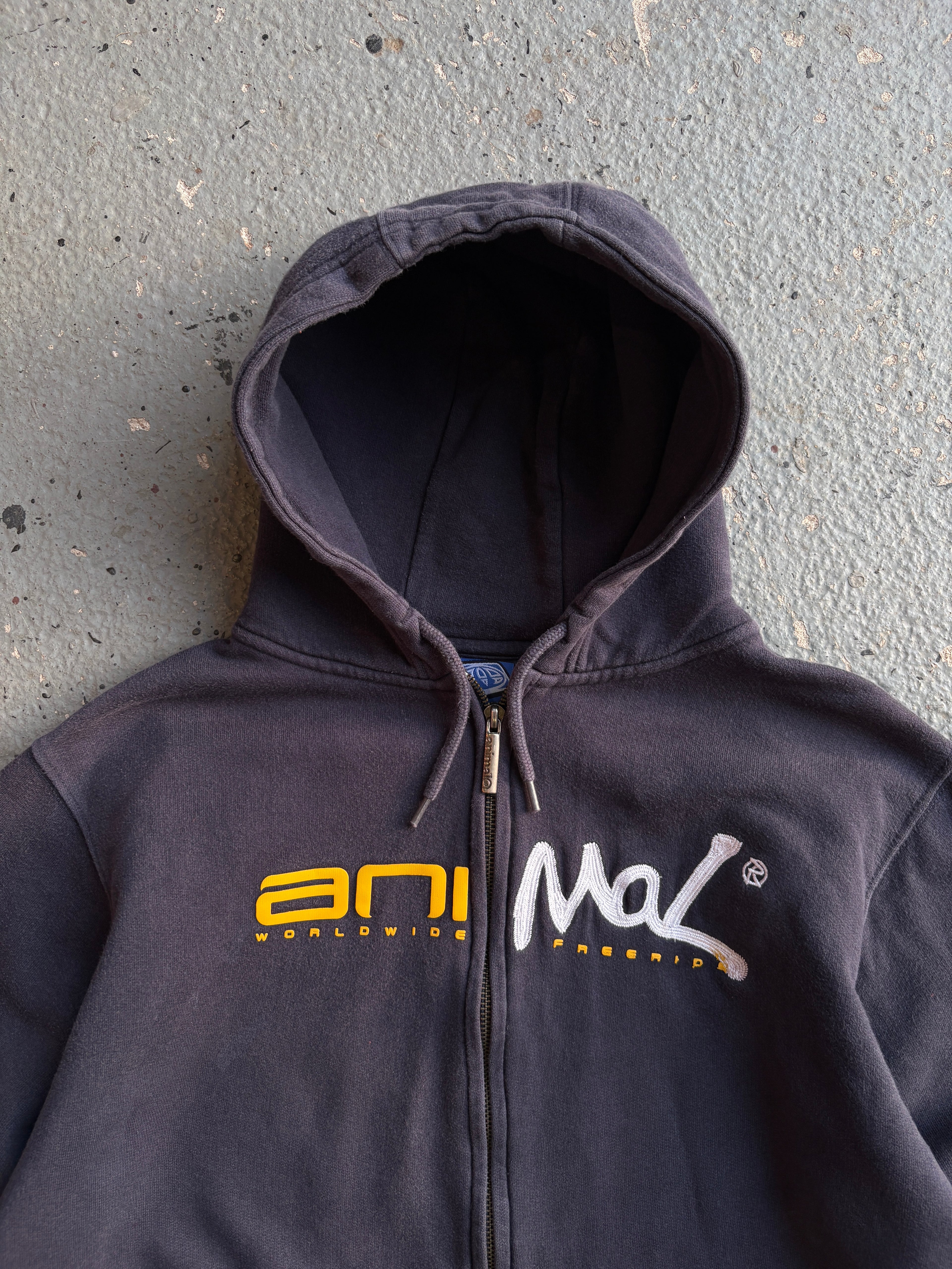 2000s Animal Hoodie Spellout Navy / Yellow